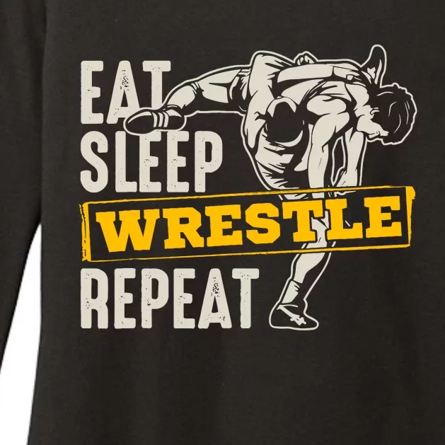 Eat Sleep Wrestle Repeat Funny Wrestling Gift Womens CVC Long Sleeve Shirt