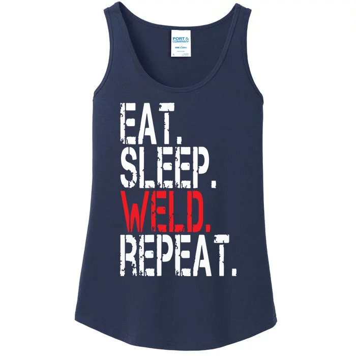 Eat Sleep Weld Repeat Funny Welder Ladies Essential Tank