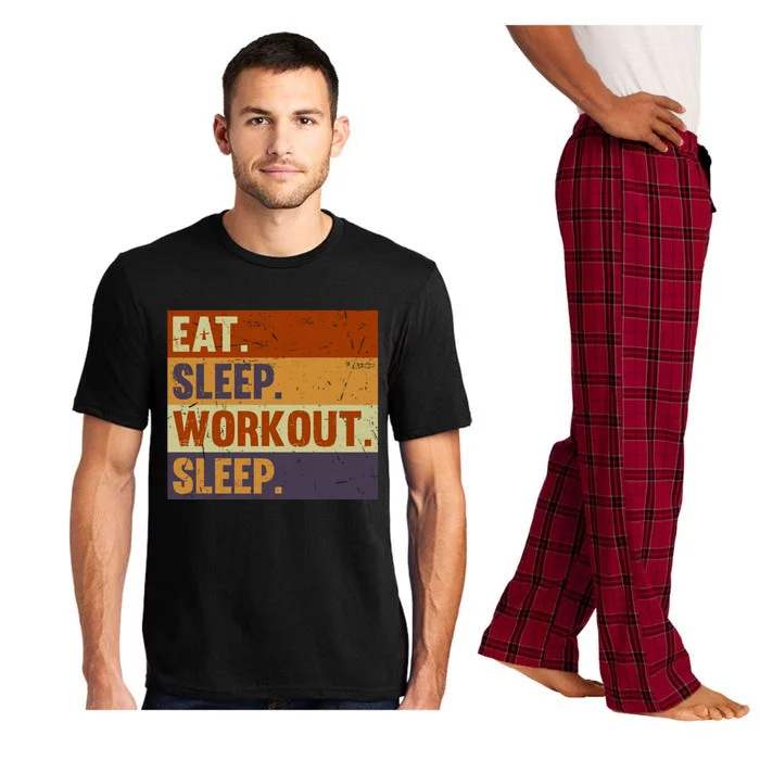 Eat Sleep Workout Repeat Funny Gift Funny Vintage Bodybuilder Gym Meaningful Gif Pajama Set