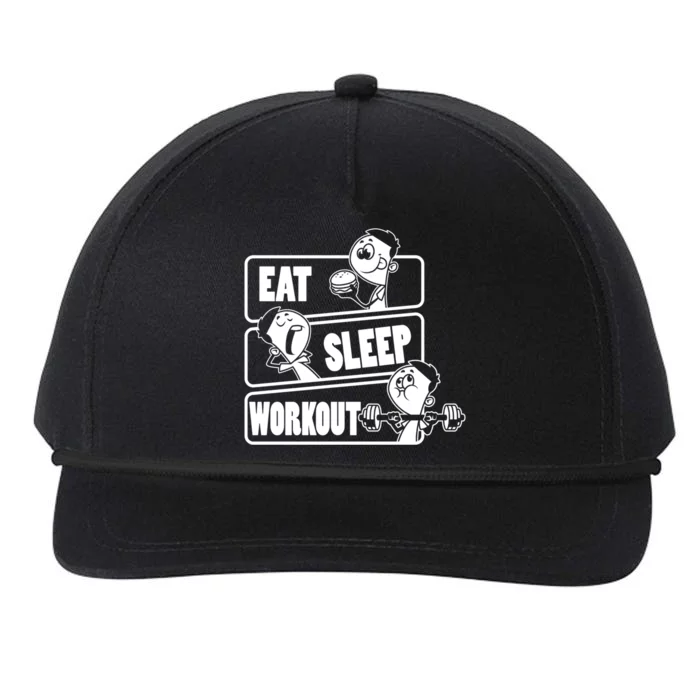 Eat Sleep Workout Repeat Gift Funny Work Out Gym Gift Funny Gift Snapback Five-Panel Rope Hat