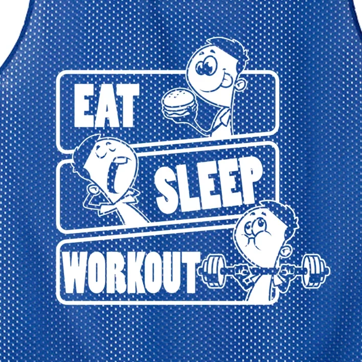 Eat Sleep Workout Repeat Gift Funny Work Out Gym Gift Funny Gift Mesh Reversible Basketball Jersey Tank