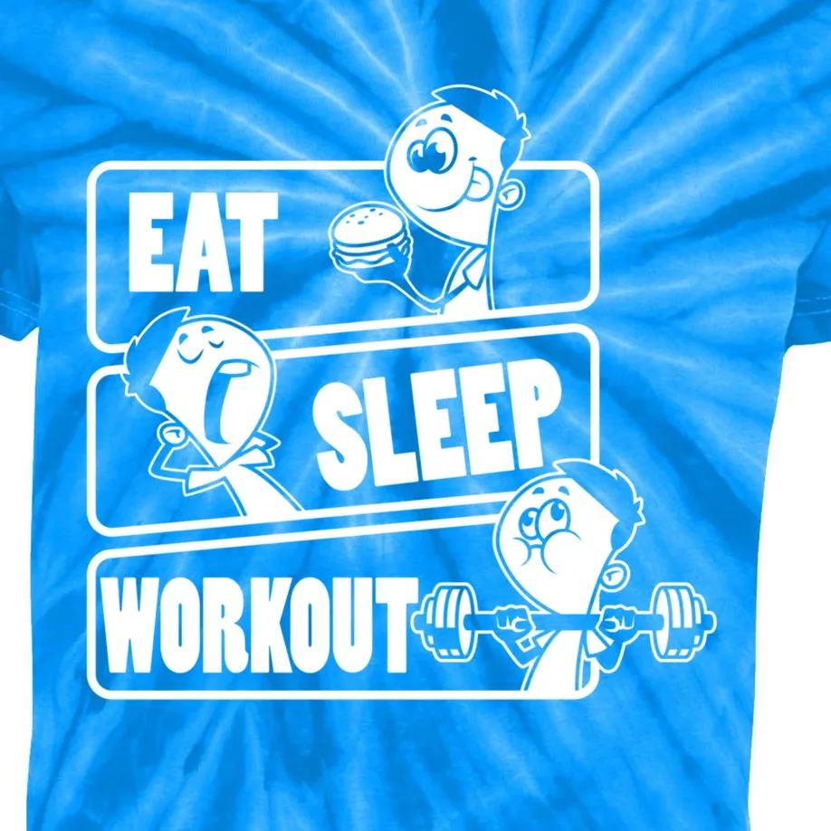 Eat Sleep Workout Repeat Gift Funny Work Out Gym Gift Funny Gift Kids Tie-Dye T-Shirt