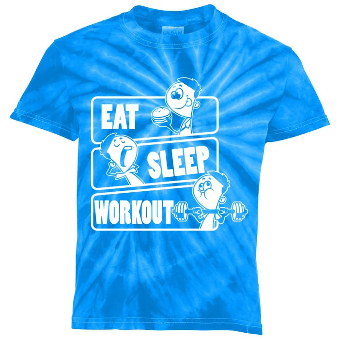 Eat Sleep Workout Repeat Gift Funny Work Out Gym Gift Funny Gift Kids Tie-Dye T-Shirt