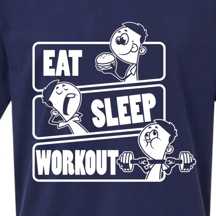 Eat Sleep Workout Repeat Gift Funny Work Out Gym Gift Funny Gift Sueded Cloud Jersey T-Shirt