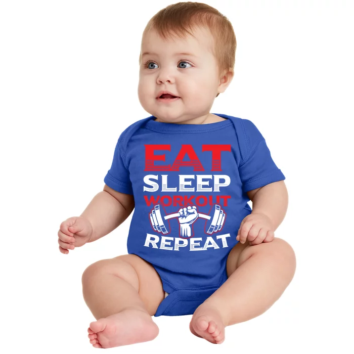 Eat Sleep Workout Repeat Gym Training Gift Baby Bodysuit