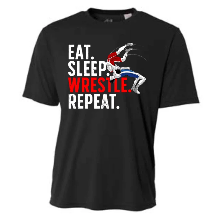 Eat Sleep Wrestle Repeat Cooling Performance Crew T-Shirt