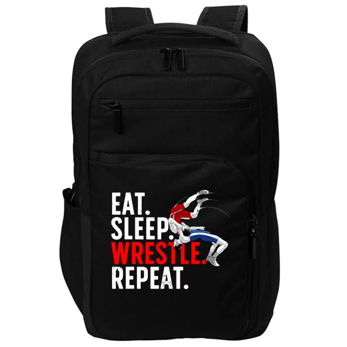 Eat Sleep Wrestle Repeat Impact Tech Backpack