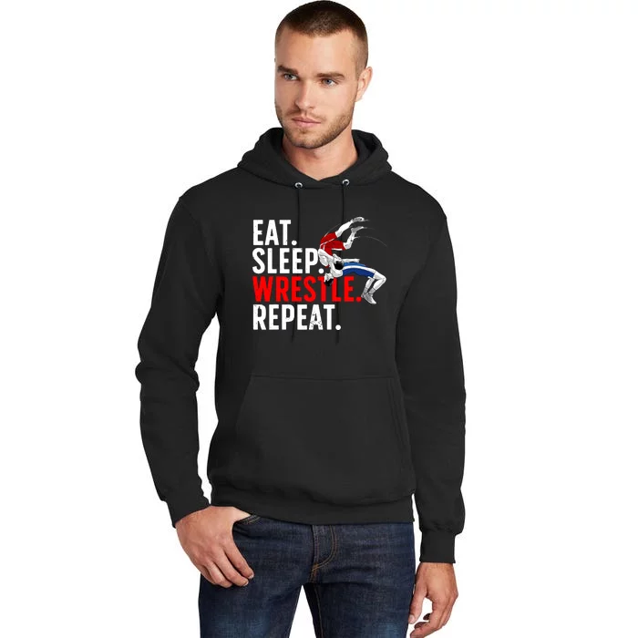 Eat Sleep Wrestle Repeat Tall Hoodie