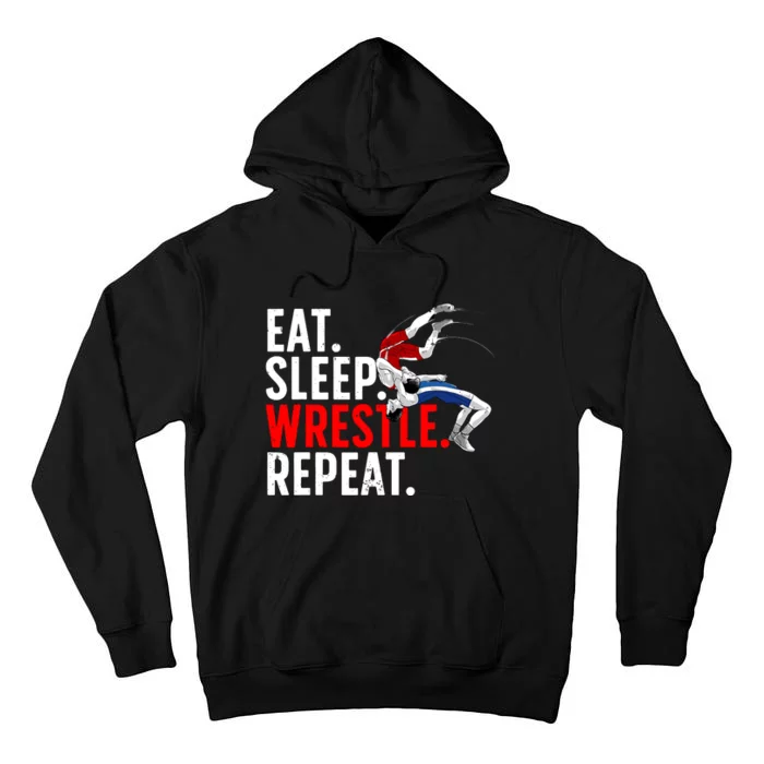 Eat Sleep Wrestle Repeat Tall Hoodie