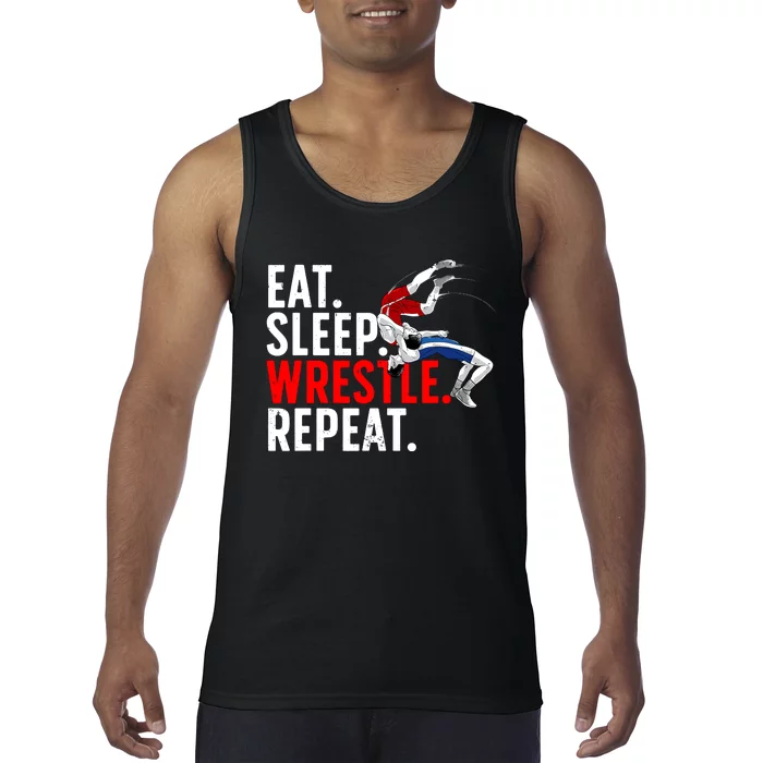 Eat Sleep Wrestle Repeat Tank Top