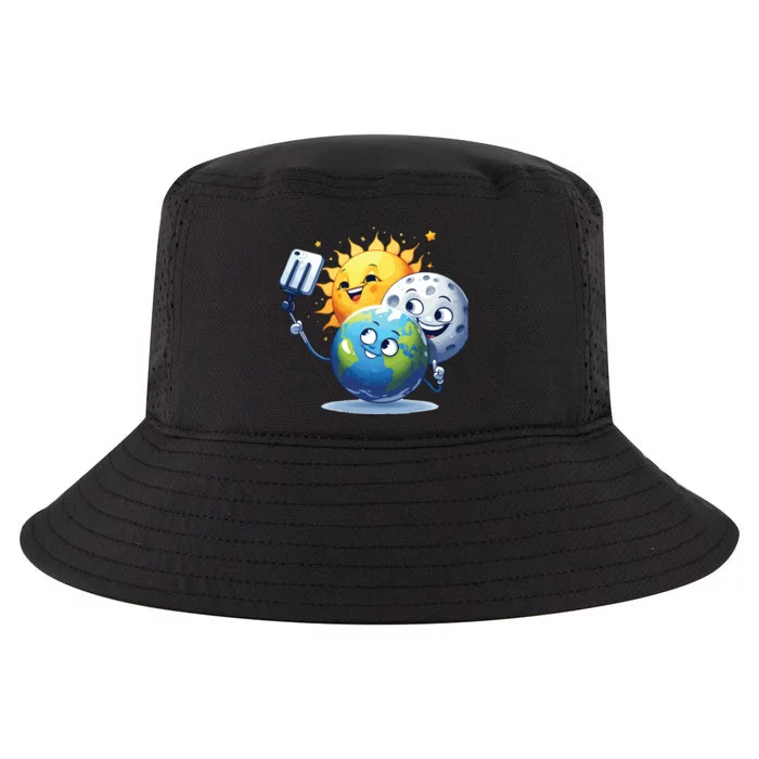 Earth Selfie With Moon And Sun Cool Comfort Performance Bucket Hat