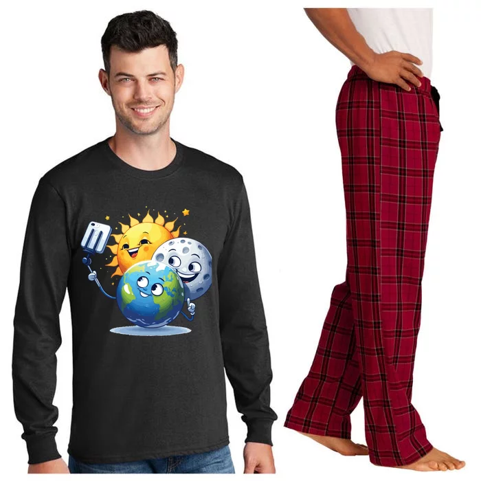 Earth Selfie With Moon And Sun Long Sleeve Pajama Set