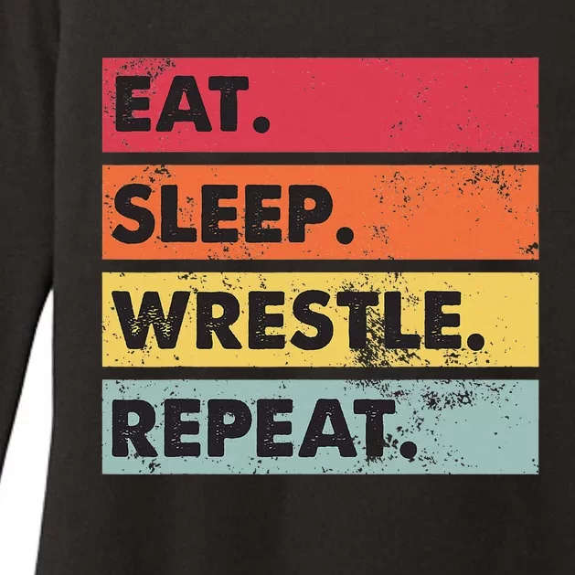 Eat Sleep Wrestle Repeat Funny Wrestling Wrestler Womens CVC Long Sleeve Shirt