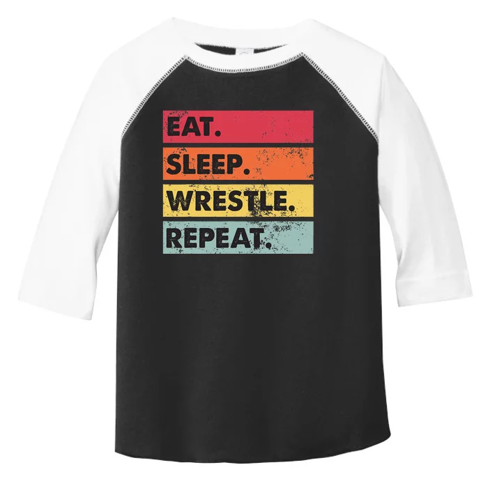 Eat Sleep Wrestle Repeat Funny Wrestling Wrestler Toddler Fine Jersey T-Shirt