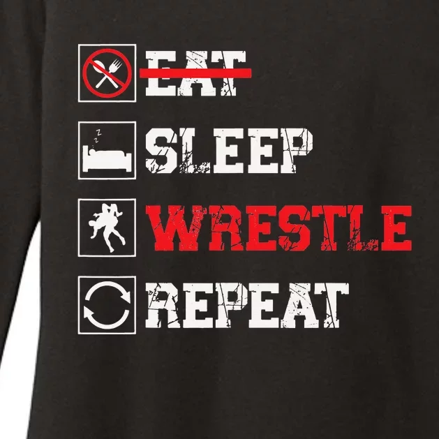 Eat Sleep Wrestle Repeat Funny Wrestling Wrestler Womens CVC Long Sleeve Shirt