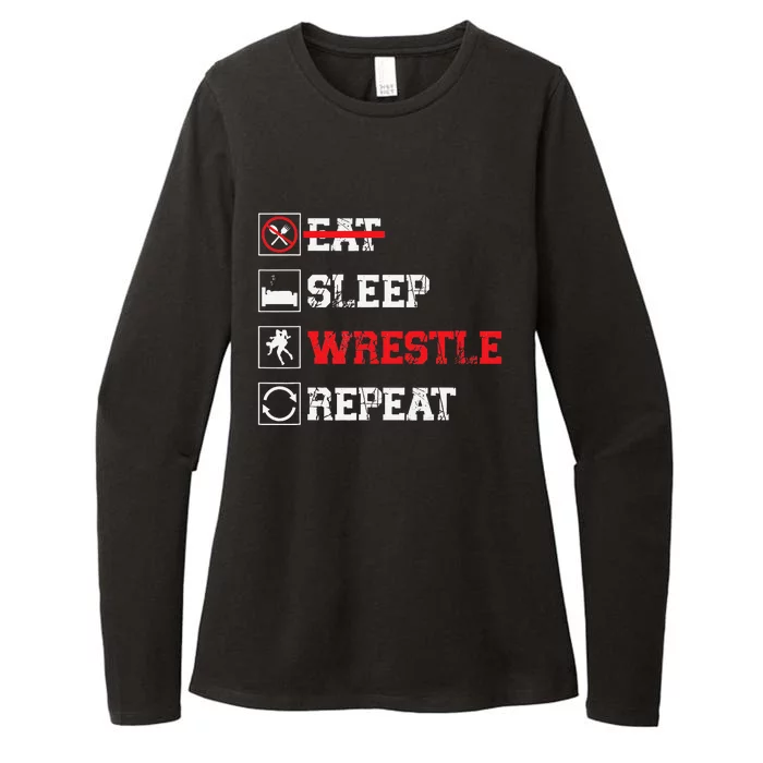 Eat Sleep Wrestle Repeat Funny Wrestling Wrestler Womens CVC Long Sleeve Shirt