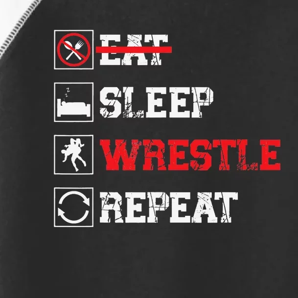 Eat Sleep Wrestle Repeat Funny Wrestling Wrestler Toddler Fine Jersey T-Shirt