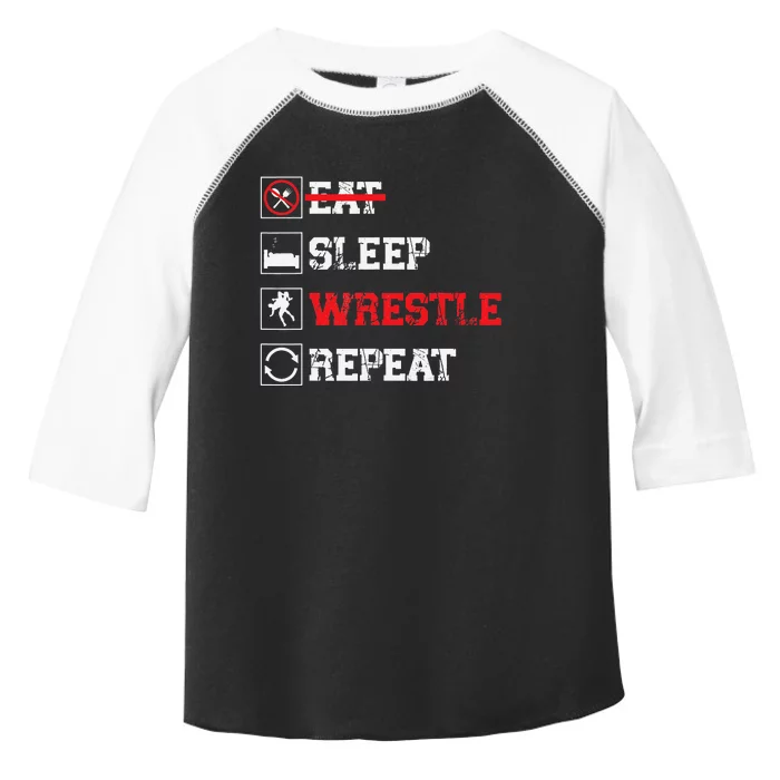 Eat Sleep Wrestle Repeat Funny Wrestling Wrestler Toddler Fine Jersey T-Shirt