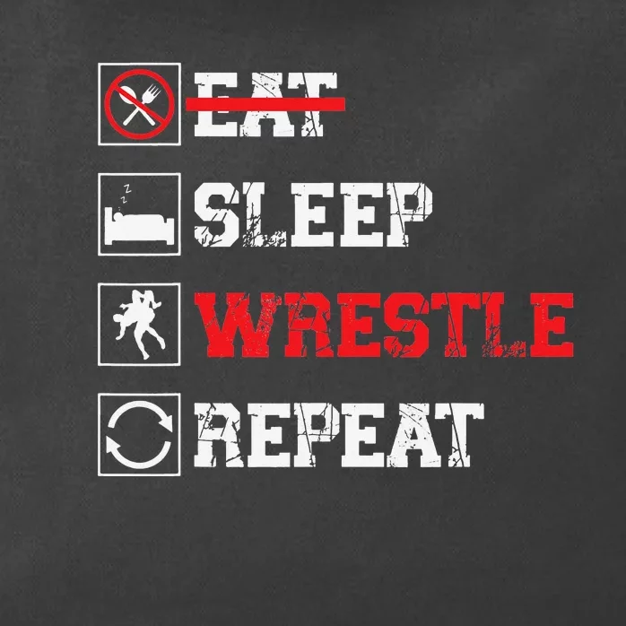 Eat Sleep Wrestle Repeat Funny Wrestling Wrestler Zip Tote Bag