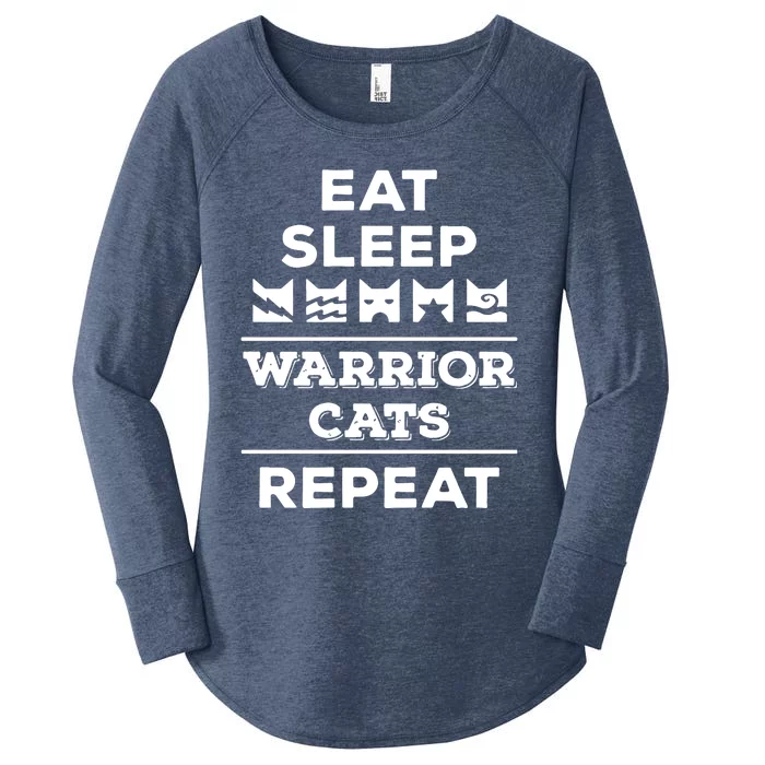 Eat Sleep Warrior Cats Repeat Black Hanes Tagless Cat Women's Perfect Tri Tunic Long Sleeve Shirt