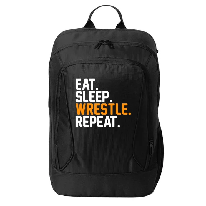 Eat Sleep Wrestle Repeat Wrestling Wrestler Funny Gift City Backpack