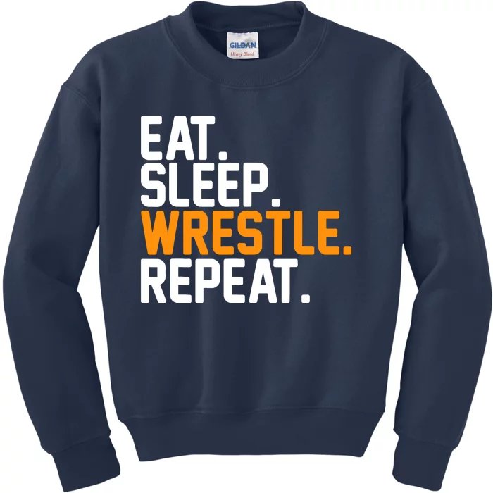 Eat Sleep Wrestle Repeat Wrestling Wrestler Funny Gift Kids Sweatshirt