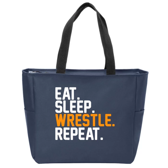 Eat Sleep Wrestle Repeat Wrestling Wrestler Funny Gift Zip Tote Bag