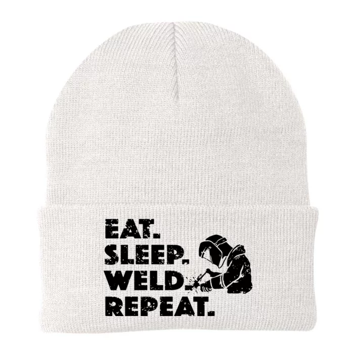 Eat Sleep Weld Repeat Funny Welder Knit Cap Winter Beanie