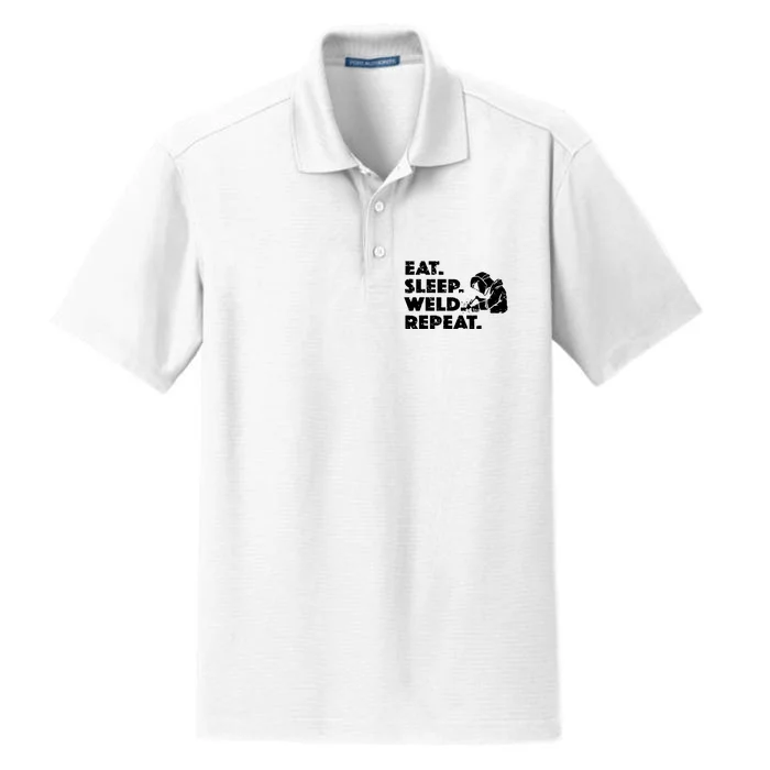 Eat Sleep Weld Repeat Funny Welder Dry Zone Grid Performance Polo