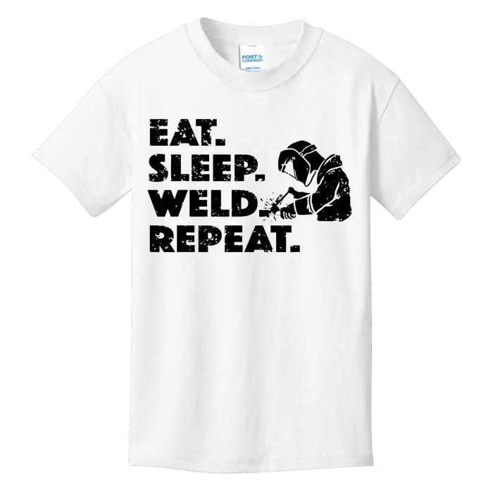 Eat Sleep Weld Repeat Funny Welder Kids T-Shirt