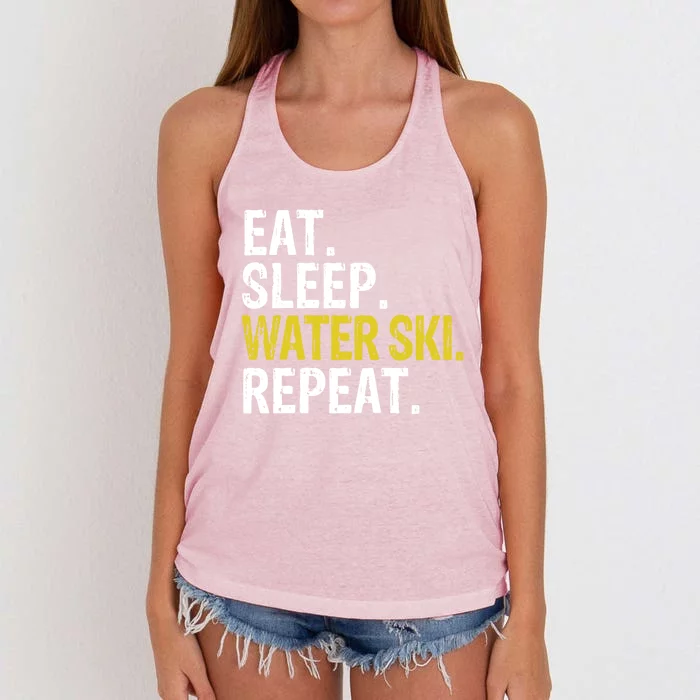 Eat Sleep Water Ski Repeat Gift Skiing Gift Women's Knotted Racerback Tank