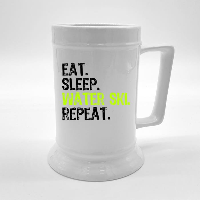 Eat Sleep Water Ski Repeat Skiing Skier Funny Waterski Funny Gift Front & Back Beer Stein