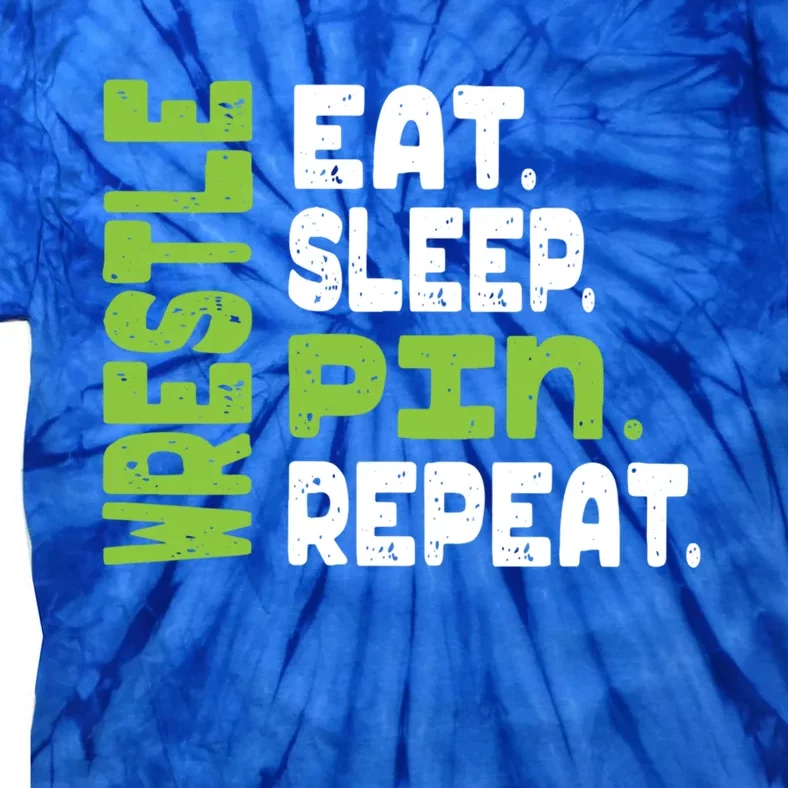 Eat Sleep Wrestle Repeat Wrestling Warm Up Gift Tie-Dye T-Shirt