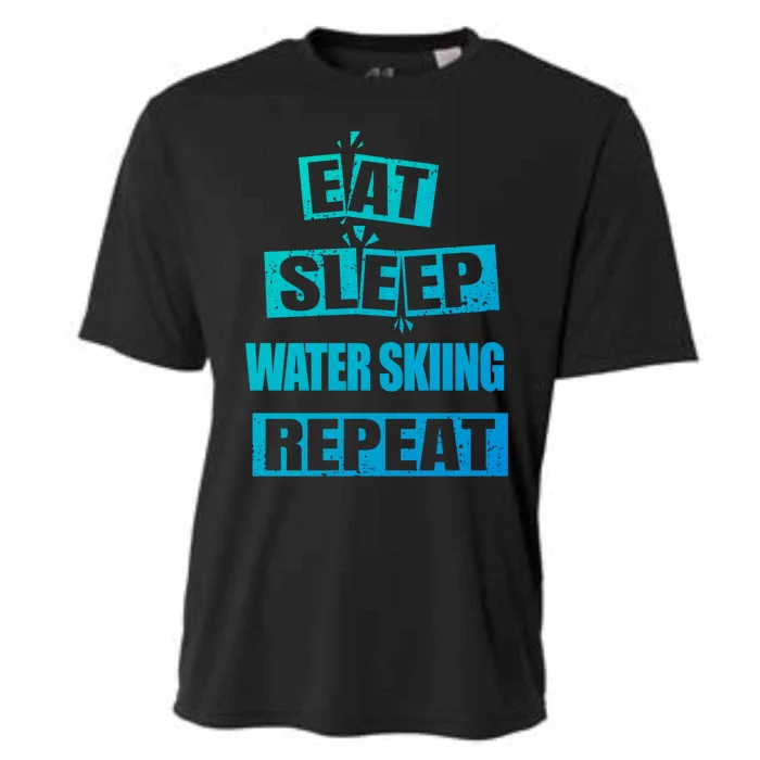 Eat Sleep Water Skiing Repeat Funny Water Skiing Great Gift Cooling Performance Crew T-Shirt