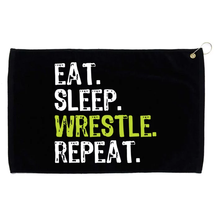 Eat Sleep Wrestle Repeat Wrestling Wrestler Funny Grommeted Golf Towel