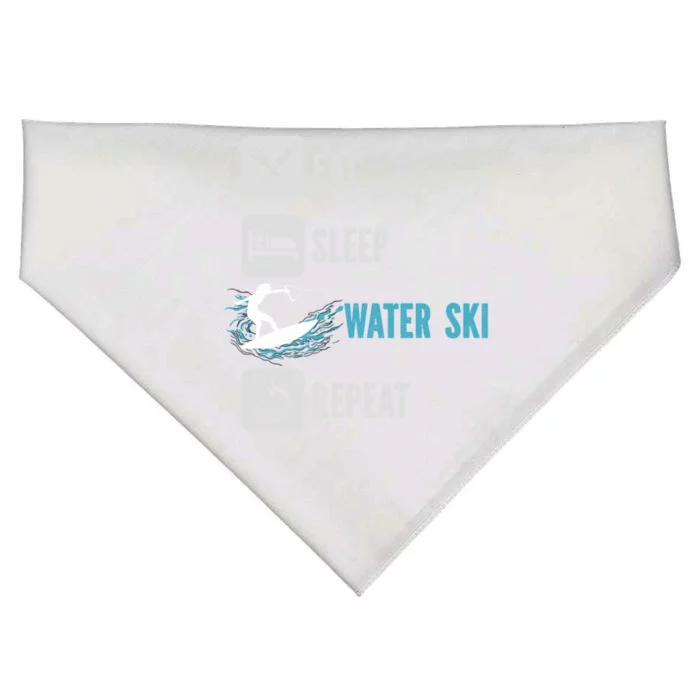 Eat Sleep Waterski Repeat Water Sports Skiing Gift USA-Made Doggie Bandana