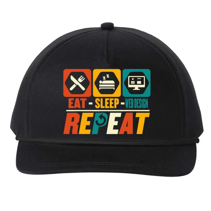 Eat Sleep Web Design Repeat Funny Developer Programmer Snapback Five-Panel Rope Hat