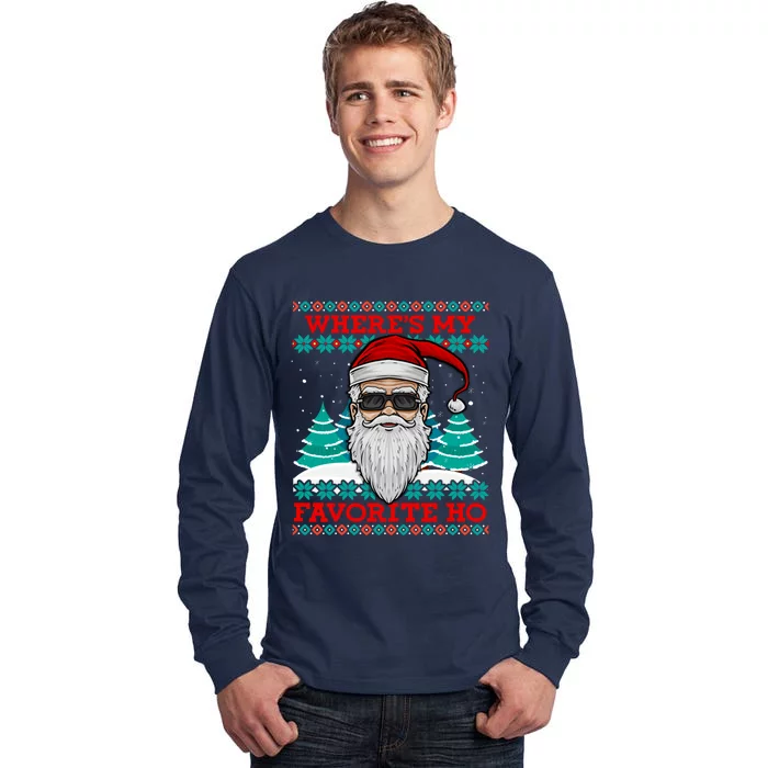 Evil Santa "Where's My Favorite Ho" Funny Ugly Christmas Tall Long Sleeve T-Shirt