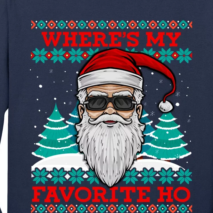 Evil Santa "Where's My Favorite Ho" Funny Ugly Christmas Tall Long Sleeve T-Shirt