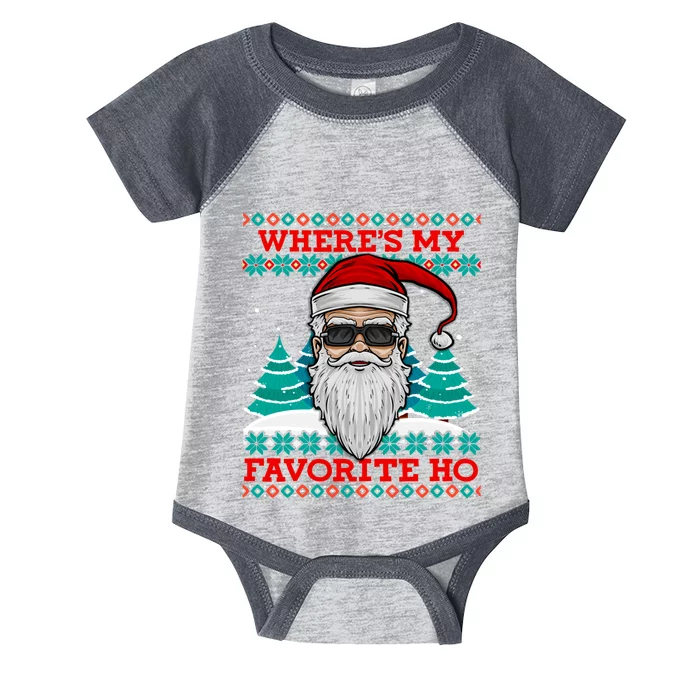 Evil Santa "Where's My Favorite Ho" Funny Ugly Christmas Infant Baby Jersey Bodysuit