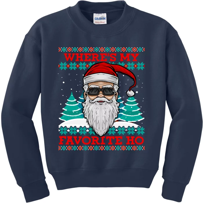 Evil Santa "Where's My Favorite Ho" Funny Ugly Christmas Kids Sweatshirt