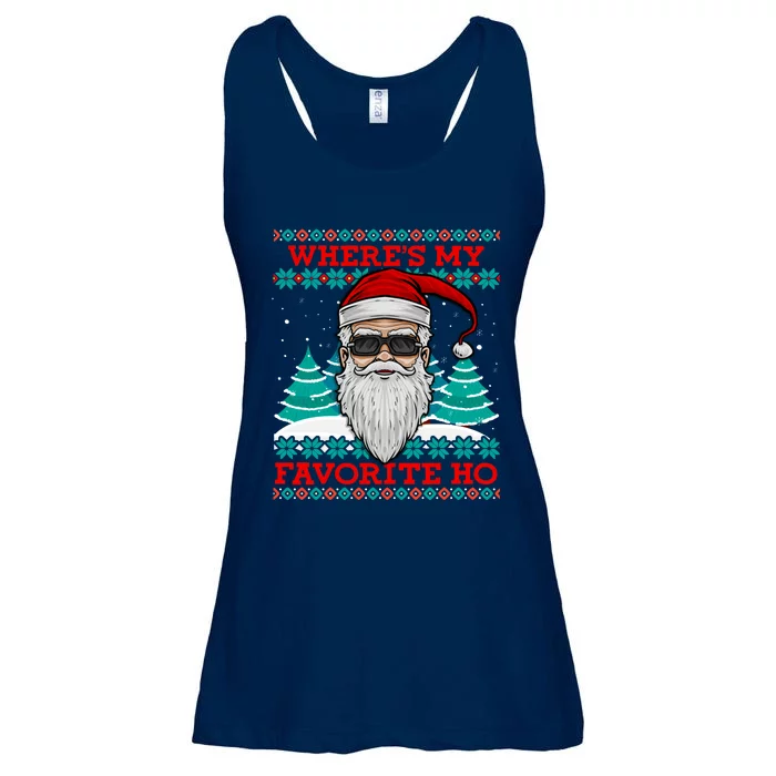 Evil Santa "Where's My Favorite Ho" Funny Ugly Christmas Ladies Essential Flowy Tank