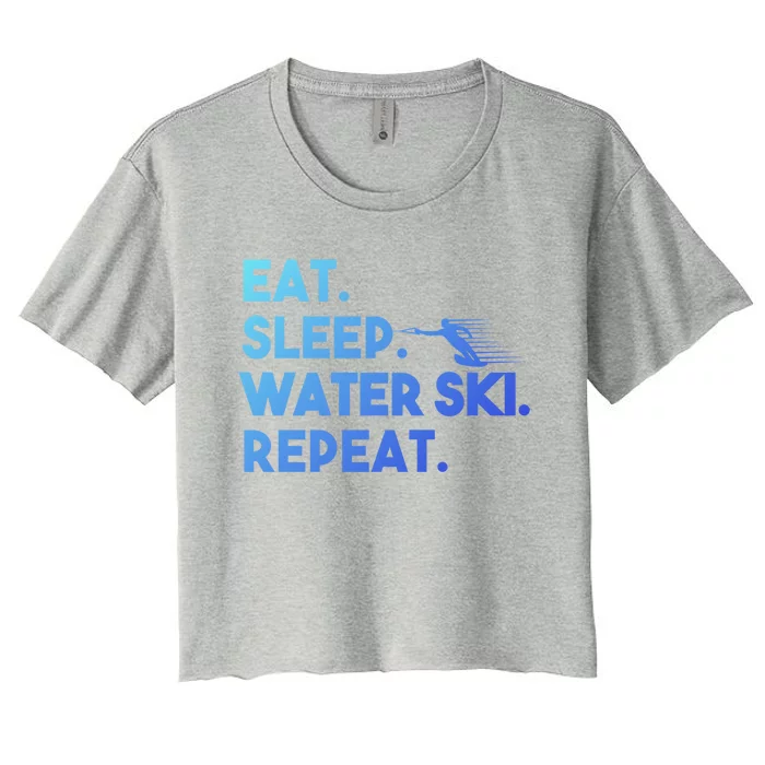 Eat Sleep Water Ski Repeat Funny Water Skier Skiing Lover Cool Gift Women's Crop Top Tee