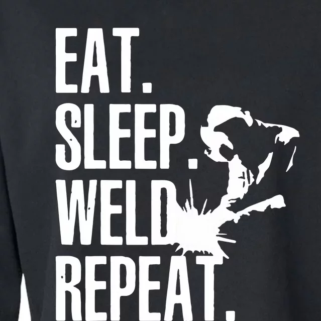 Eat Sleep Weld Repeat Welder Cropped Pullover Crew