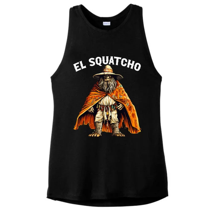 El Squatcho Western Mexican Bigfoot Sasquatch Lover Ladies Tri-Blend Wicking Tank