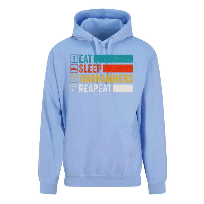 Eat Sleep Warhammers Repeat Funny Gamer Retro Video Gaming Unisex Surf Hoodie