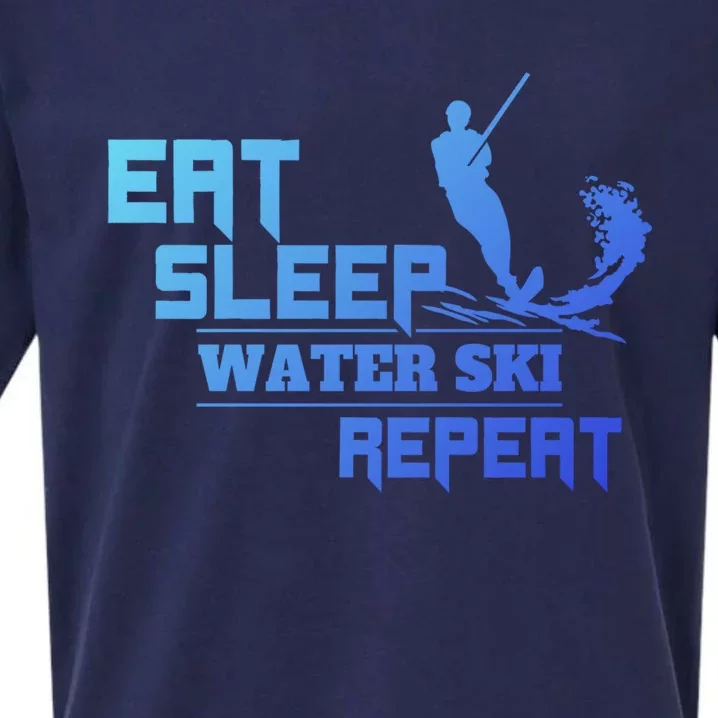 Eat Sleep Water Ski Repeat Water Skiing Wakeboarding Funny Gift Sueded Cloud Jersey T-Shirt