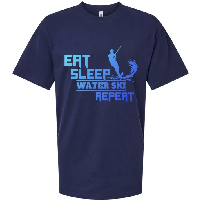 Eat Sleep Water Ski Repeat Water Skiing Wakeboarding Funny Gift Sueded Cloud Jersey T-Shirt