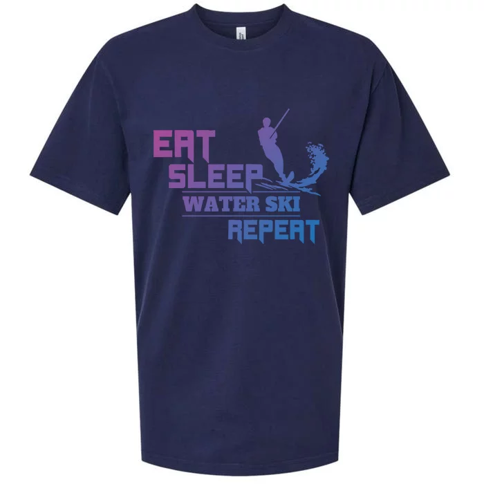 Eat Sleep Water Ski Repeat Water Skiing Wakeboarding Funny Gift Sueded Cloud Jersey T-Shirt