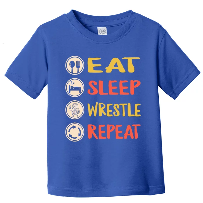 Eat Sleep Wrestle Repeat Wresting Wrestler Combat Coach Meaningful Gift Toddler T-Shirt